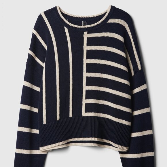 GAP oversized crewneck sweater in navy stripe (S) - Picture 5 of 13